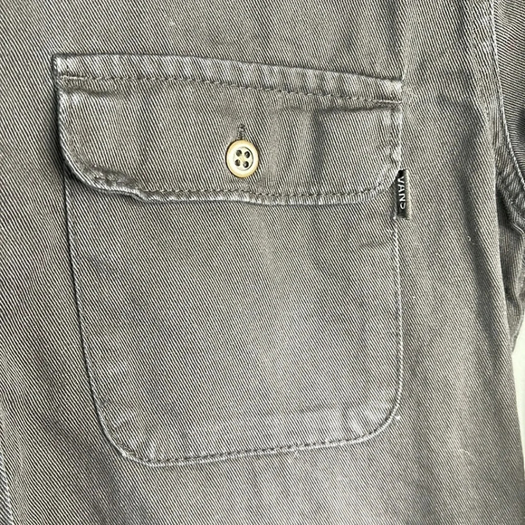 VANS Cotton Twill Utility Shirt Black Fade Long Sleeve Button Down Baddie Size S - Picture 6 of 12